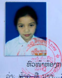 Sunsamay, twelve years old, photographed from her school records — the only photograph her family had of her.