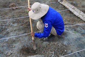 Every signal from our metal detectors must be explored, even if the deminers must chip through rock and stone